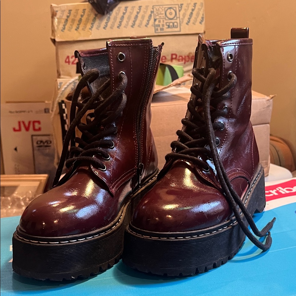 Steve Madden Dark Red Combat Boots